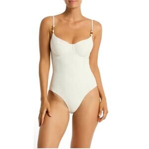 Sea Level Australia Caracus Balconette Bra One Piece Swimsuit Coconut Sz 10 NWT